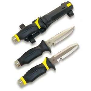   Blue Tang Hydralloy Fixed Blade Dive Knife with Black & Yellow Handle