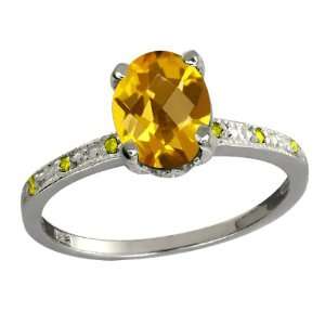   Yellow Citrine and Canary Diamond Argentium Silver Ring: Jewelry