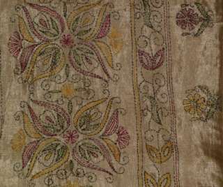 Completely Needle work Vintage Hand Embroidered Silk Fabric Saree Sari 