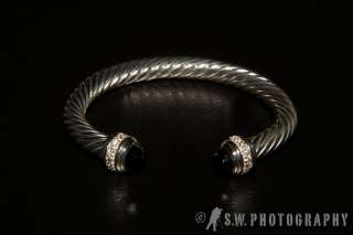 1,775 New David Yurman 7mm Black Onyx Silver Ice Bracelet  