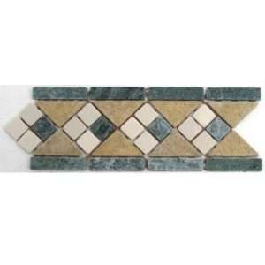 4x12 Yellow Travertine Green & White Marble Mosaic Art Tiles Stone 