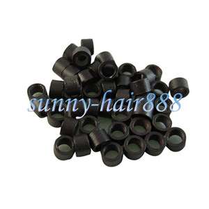 1000 Pcs Micro Ring Links Beads for Human Hair Extensions #01 black 