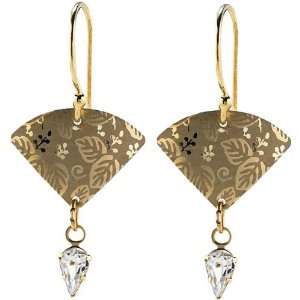  Holly Yashi Niobium Gold Filled Crystal Drop Fan Earrings 
