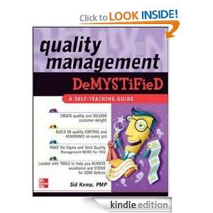 Quality Management Demystified Sid Kemp  Kindle Store