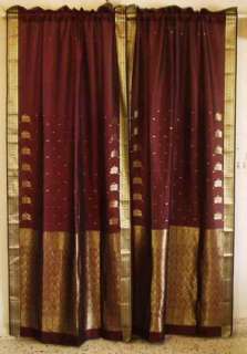 Deep Maroon Sari Curtains with Gold Zari all over  