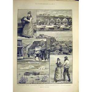    1890 Sketches Heligoland People Dance Old Print