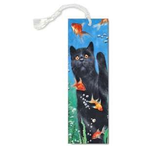  Black Cat with Goldfish Bookmark