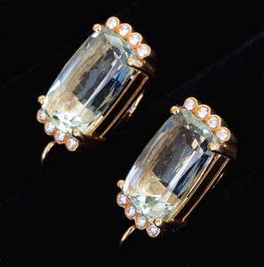   Clair 18K Gold & Diamond & Mint Green Beryl Magna Earring Retail$11000