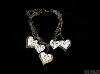 Zad 3 pc Jewelry Set Heart Bracelet Earring Necklace  