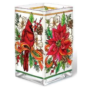  Amia 5739 Holiday Bouquet Design Hand Painted Glass Vase 