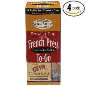 French Press To Go Brew in Cup, Cafe Geva French Roast Coffee, Bold, 6 