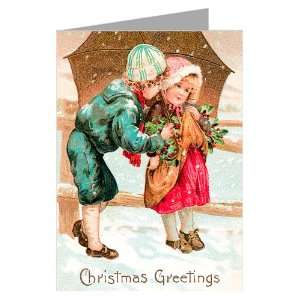Victorian Young Couple on Christmas Holiday, Vintage Note Cards Boxed 