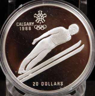 1987 Canada Calgary Winter Olympic Commem $20 Ski Jumping Sterling 