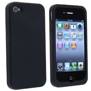 For Apple iPhone 4 Smartphone Black Premium Soft Silicone Rubber Phone 