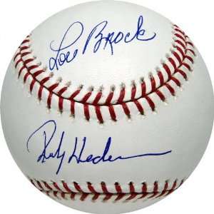   Brock and Rickey Henderson Autographed MLB Baseball