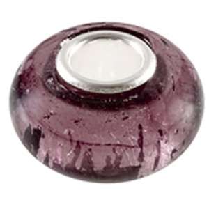  Avedon Polished Sterling Silver Purple Glass Slide Charm 