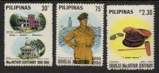 Philippines 1980 General MacArthur VF MNH (1449 51)  