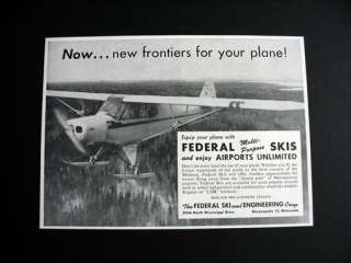 Federal Airplane Plane Aircraft Skis 1956 print Ad  