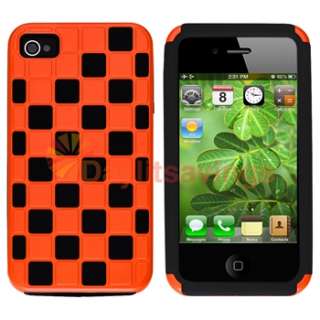 Orange/Black Checker Hybrid Case Cover+PRIVACY LCD FILTER Film for 