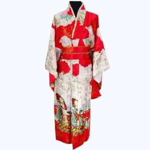   ® Style Geisha Luxury Dress Kimono Robe Red One Size: Toys & Games