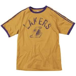   Angeles Lakers adidas Retro 3 Stripe Raglan T Shirt
