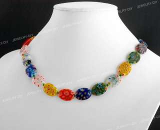 Millefiori Glass Lampwork Murano Beads Necklace 18x13mm HOT  