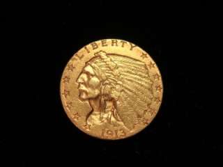 Beautiful 1913 Gold $2.5 Quarter Eagle. High Grade  