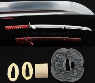 Hand forged RED Japanese Samurai Katana Wakizashi sword Full Tang 