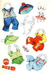 1960s PAPER DOLL BABIES: STAND UP DOLLS PUSHOUT COSTUME PIECES 