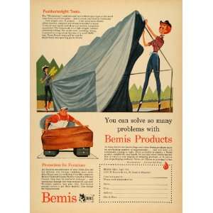  1955 Ad Bemis Featherweight Tents Women Camping MO 