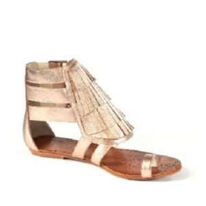 New in Box Velvet Angel Pili Pili Gold Copper Fringe Sandal Shoe Size 