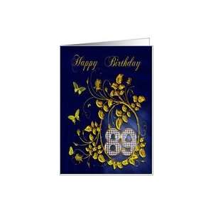  89th Birthday party with golden butterflies Card: Toys 