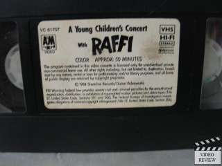 Raffi   A Young Childrens Concert with Raffi VHS, 1984  