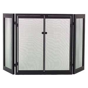    Three Fold Double Door Black Wrought Iron Screen: Home & Kitchen