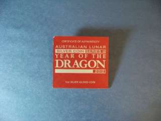 Australian Lunar Silver Coin Series II 2012 Year of the Dragon Gilded 