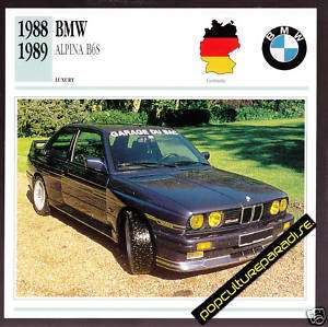 1988 1989 BMW ALPINA B6S Car PICTURE SPEC INFO CARD  