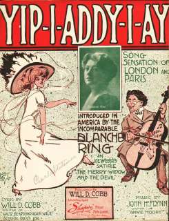 YIP I ADDY I AY 1908 BLANCHE RING Theater Sheet Music   