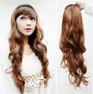 120g long Woman Curly/wavy clip on synthenic hair extensions for human 