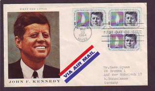 1964 JOHN F. KENNEDY FIRST DAY COVER   PICTURE IN COLOR  RARE 