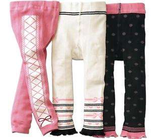 Set 3 Girls Pink White Black Bow Leggings 1T/2T/3T/4T  