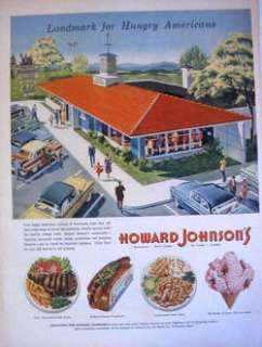 1956 HOWARD JOHNSONS LANDMARK ORANGE ROOF RESTAURANT PRINT AD  