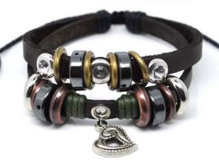 Surfer Hemp Leather Bracelet Wristbands Love Heart V054  