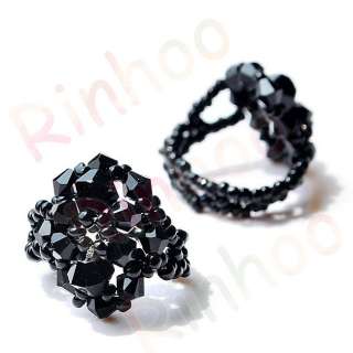 Free black rings #6 9 crystal glass beads 10pcs  