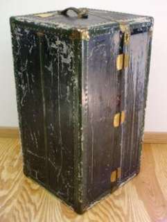 Antique Vintage Wardrobe Steamer Trunk Suitcase Luggage  