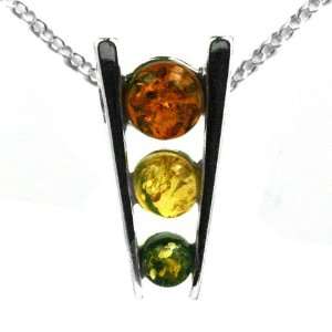  Baltic Multicolor Amber and Sterling Silver Triple Eye 