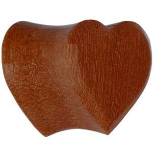  1/2 Organic Red Cherry Wood Heart Saddle Plug: Jewelry