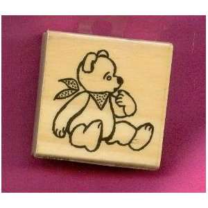    Yummy Bear Rubber Stamp on 2 X 2 Wood Block Arts, Crafts & Sewing