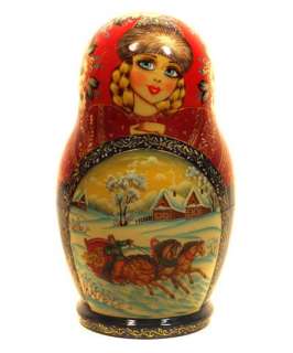With Winter Troika Scene. NESTING DOLL
