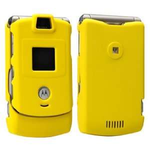  Yellow Rubberized Snap On Case for Motorola V3 RAZR Cell 