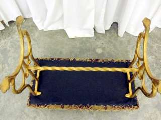 Antique Iron Bench Victorian Style w Tapestry Like Upholstery Extra 